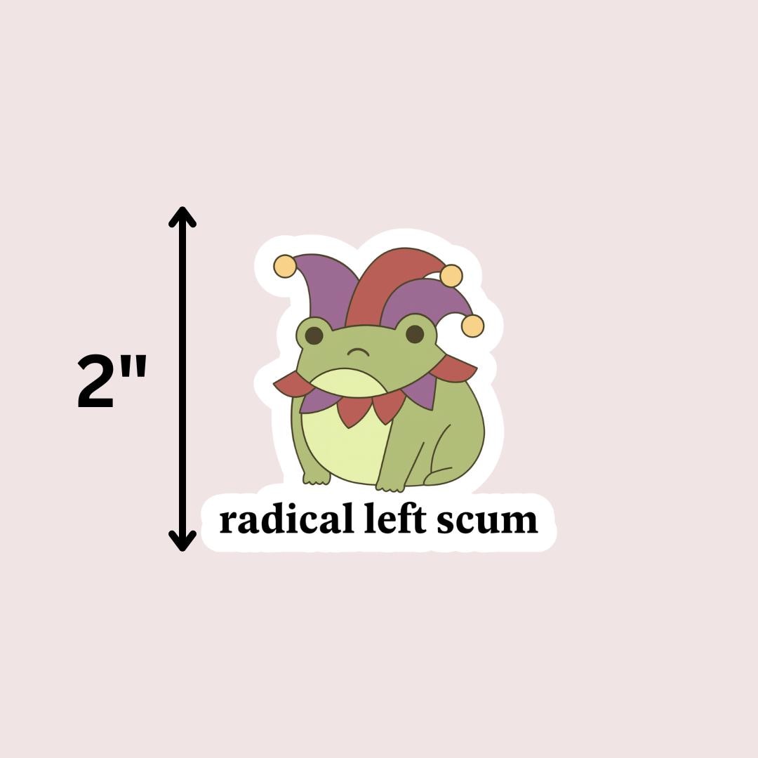 Radical Left Scum Silly Frog Sticker: Human Rights Book Lover, Gift For Bookworms sticker by Magic & Meaning