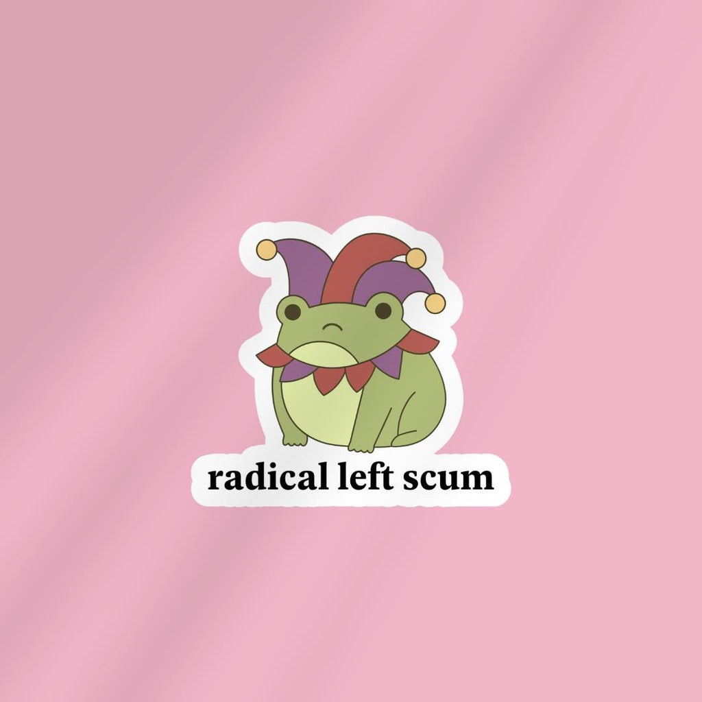 Radical Left Scum Silly Frog Sticker: Human Rights Book Lover, Gift For Bookworms sticker by Magic & Meaning