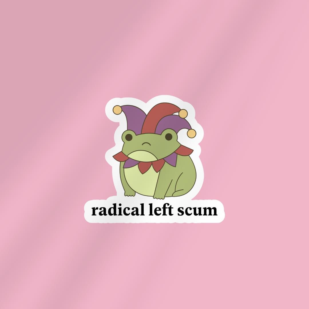 Radical Left Scum Silly Frog Sticker: Human Rights Book Lover, Gift For Bookworms sticker by Magic & Meaning