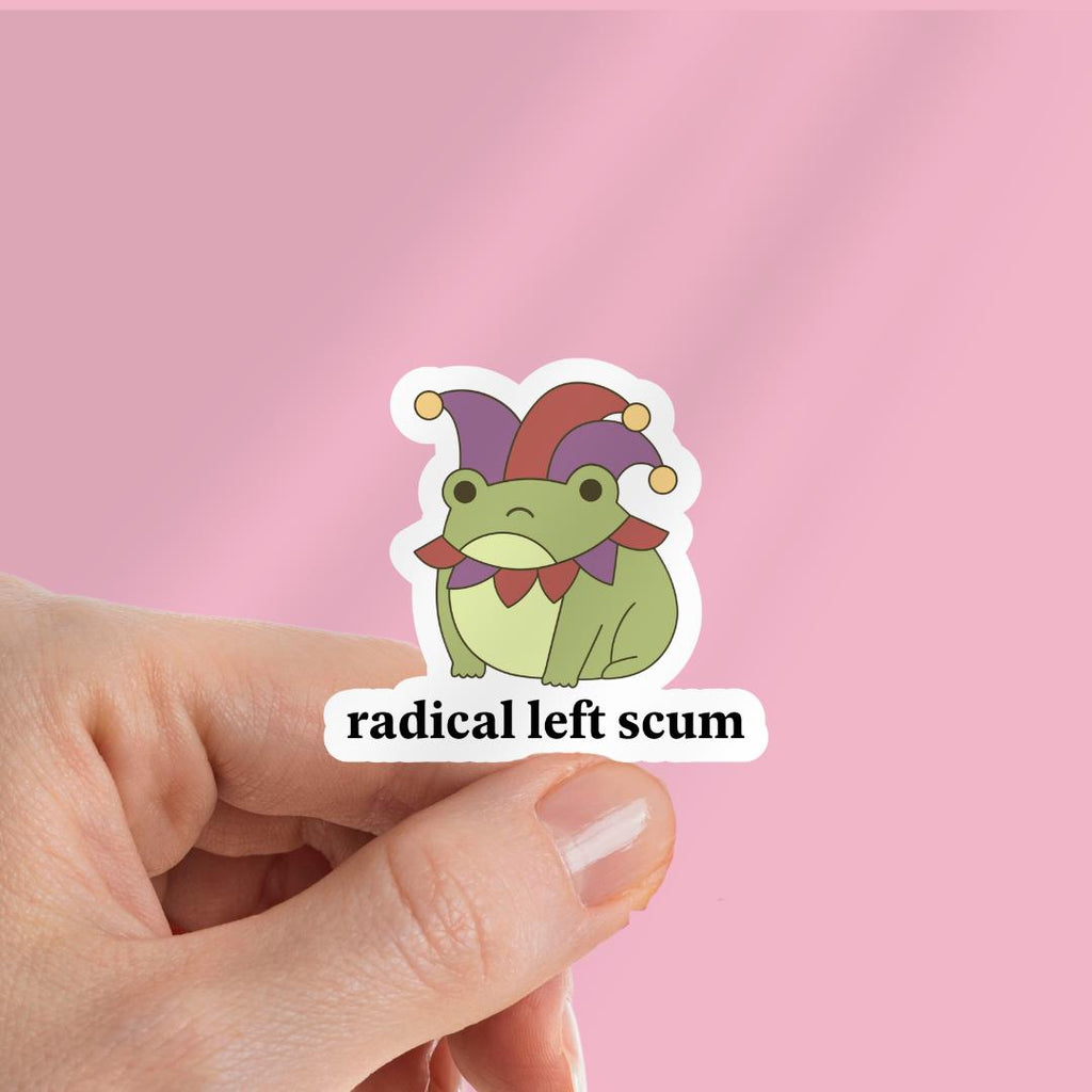 Radical Left Scum Silly Frog Sticker: Human Rights Book Lover, Gift For Bookworms sticker by Magic & Meaning