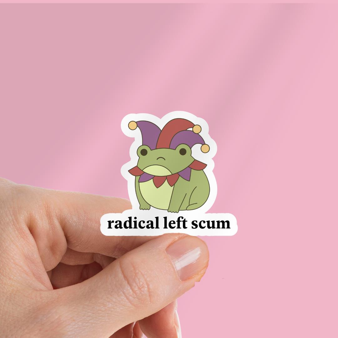 Radical Left Scum Silly Frog Sticker: Human Rights Book Lover, Gift For Bookworms sticker by Magic & Meaning