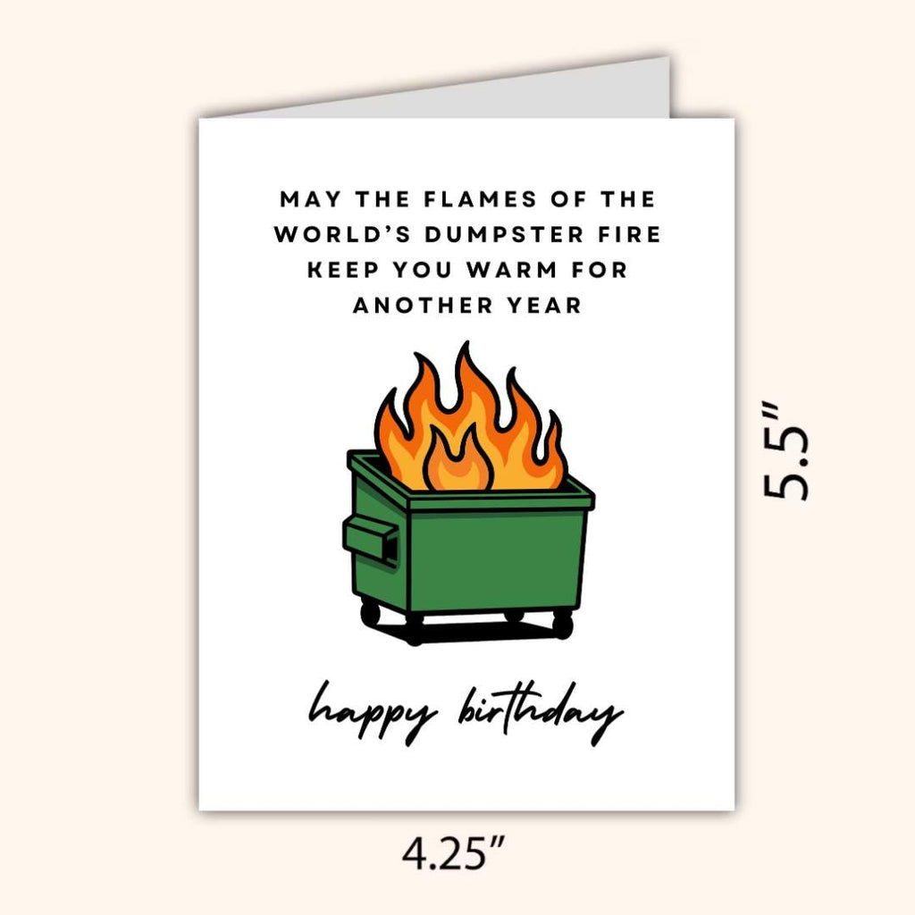 Funny Dumpster Fire Birthday Card - rude and funny Father’s Day card by Northern Wind Creative